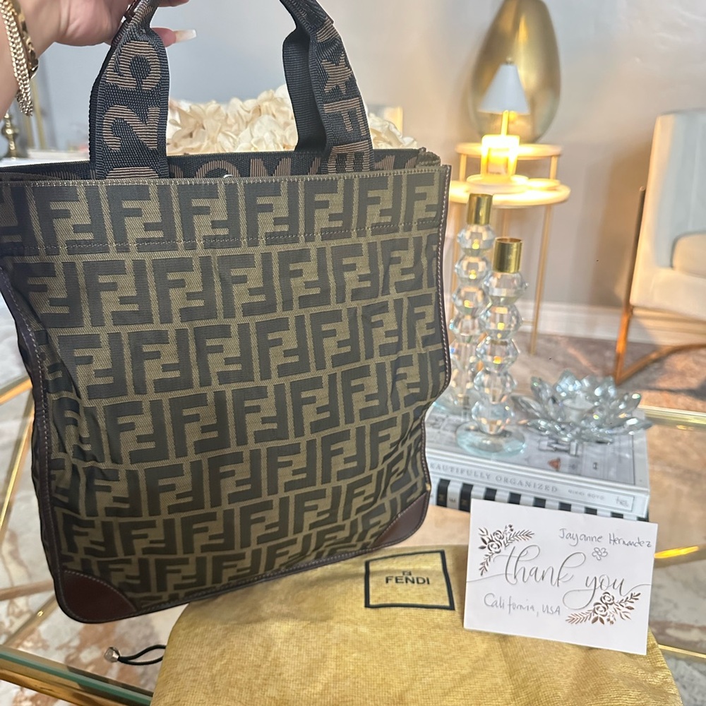 Fendi Vintage Zucca Brown Logo Tote